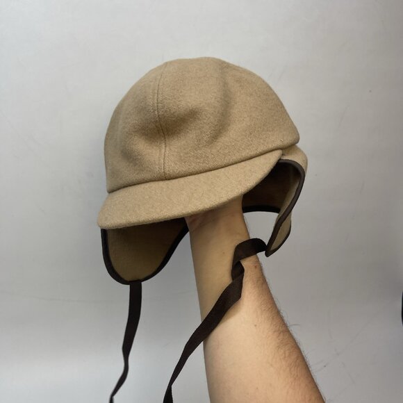 Vintage Retreat Aviator Trapper Hat Earflap Cap Beige Wool Blend Canada made - Picture 12 of 12